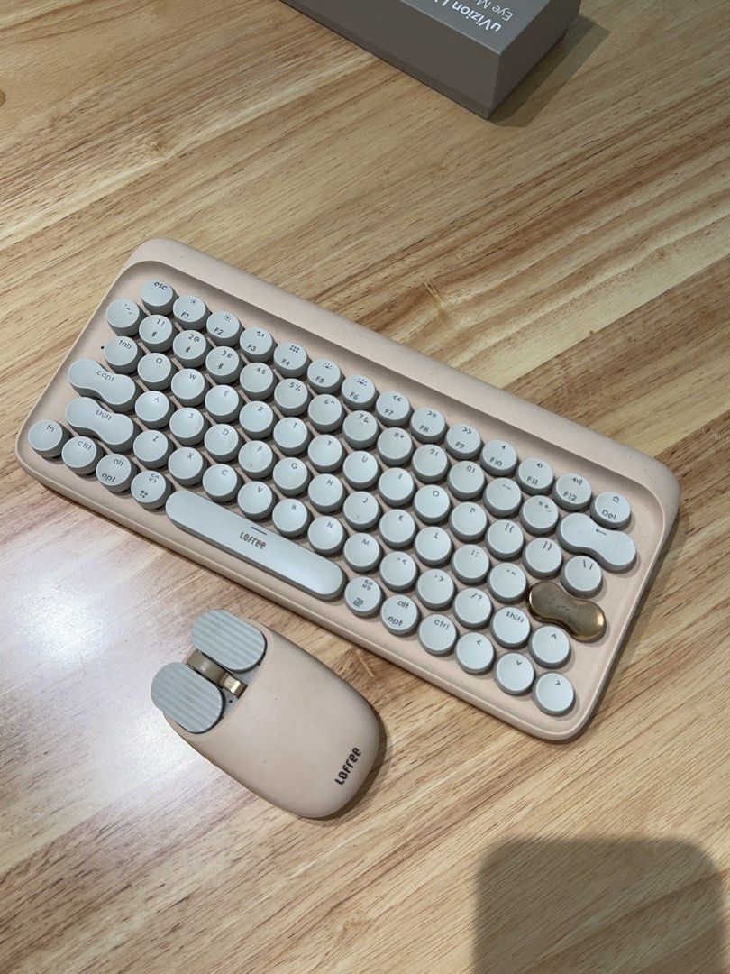 LOFREE Wireless Retro Keyboard and Mouse Set - Pink