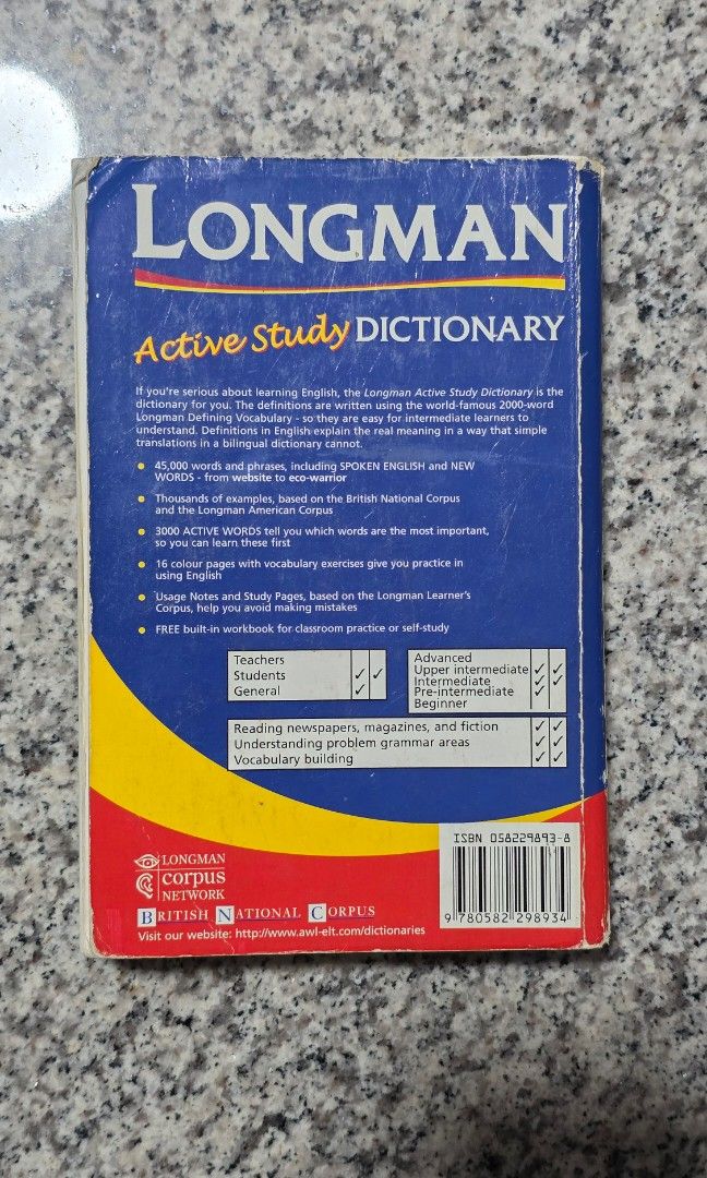 Longman Active Study Dictionary (Category: Textbooks) located in Singapore. Submitted by nycto (Listing ID 1450548726, Image 3). Description: - Longman Active Study Dictionary (New Edition) - Ideal for English language learners - "Because you're serious about learning English." - Functional reference book.