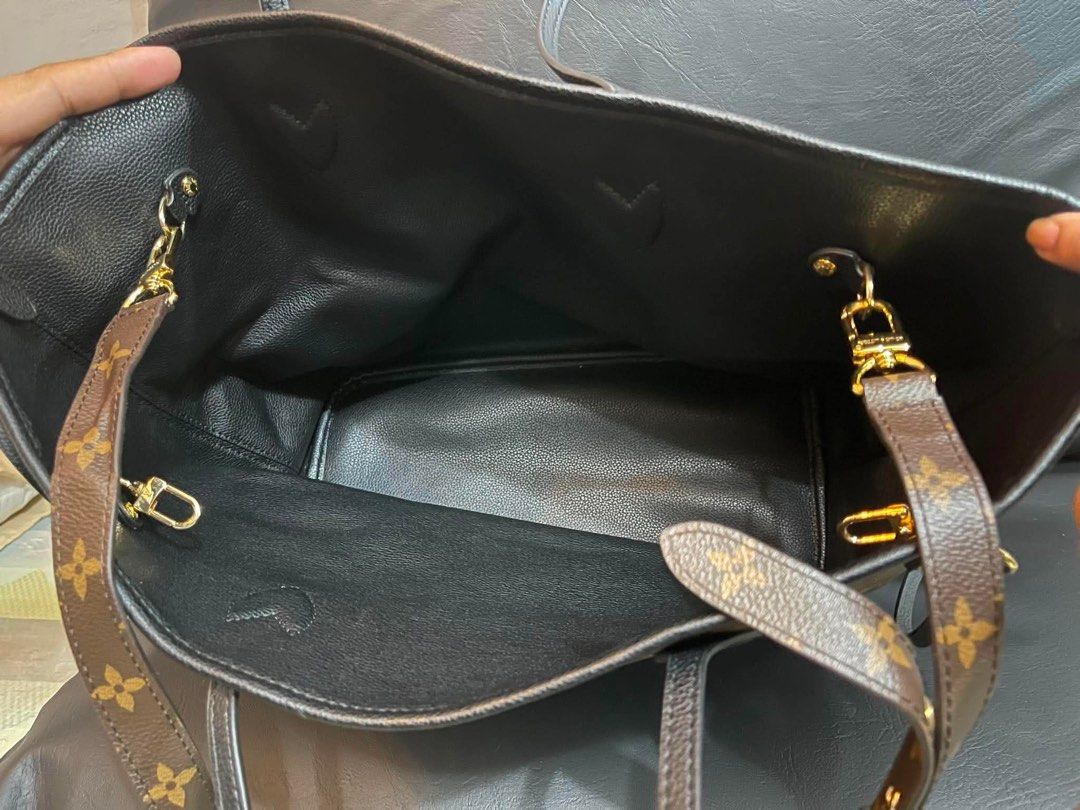 Louis Vuitton Monogram inside out GM Tote Bag (Category: Luxury Bags & Wallets) located in San Jose. Submitted by pillowieone (Listing ID 1450680519, Image 3). Description: - Authentic Louis Vuitton Neverfull GM tote - Classic Monogram canvas with black leather trim - Spacious interior with a convenient zip pocket - Versatile: can be worn on the shoulder or carried by hand - Ideal everyday bag for all your essentials.