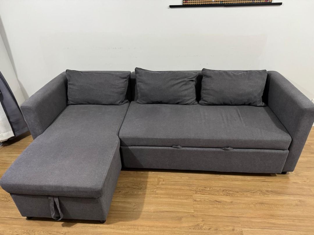 L-shaped sleeper couch (Category: Sofas) located in Taguig. Submitted by ad2026 (Listing ID 1450537072, Image 3). Description: EMMAN L-Shaped Sofa Bed with IKEA Headrests – Excellent Condition Selling our EMMAN L-Shaped Sofa Bed with IKEA adjustable headrests, in excellent condition. The sofa has been well cared for and is clean, comfortable, and fully functional. Features: * Spacious L-shaped design * Easily converts into a comfortable sofa bed 