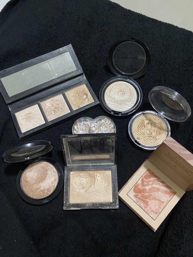 MAC, NARS, Barry M Highlighters Bundle (Category: Makeup) located in Cavite. Submitted by kkladds2289 (Listing ID 1450701400, Image 2). Description: - Highlighter Bundle for a Radiant Glow! - Includes: - MAC Hyper Real Glow Palette - MAC Extra Dimension Skinfinish - MAC Mineralize Skinfinish - NARS Highlighter Palette - Barry M Baked Marble Blusher - Condition: Some items are used, some have minimal use. Please check photos for individual product