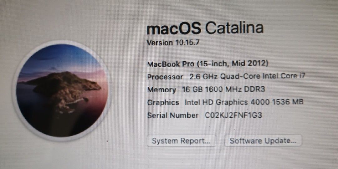 2012 MacBook Pro 15-Inch 500 / 16 - FREE SHIPPING (Category: Laptops & Notebooks) located in Tagbilaran City. Submitted by rjv1977 (Listing ID 1450636331, Image 2). Description: 2012 Macbook Pro 15" OSX Catalina 10.15.7 NEW 500 GB Transcend SSD - 16 GB Crucial DDR3 1600 RAM Dual Graphic Model - Battery 40 Cycles Normal Condition Black Glossy Hard Case / Apple Remote / Apple 85w Charger No hidden issue - Fast & Smooth. Can be configured to user sp