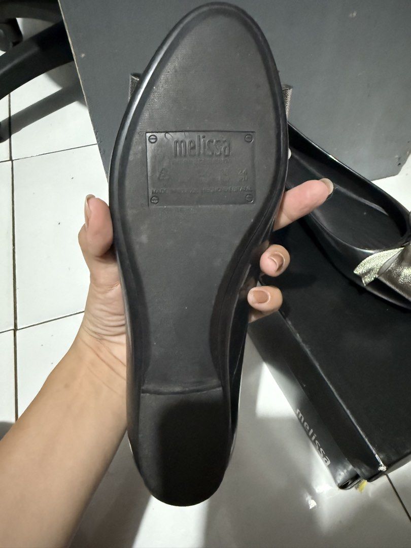Melissa AD Doll Shoes (Category: Flats & Sandals) located in Las Pinas. Submitted by rahneis (Listing ID 1450671626, Image 3). Description: Melissa Doll Shoes III Black / Silver (Ribbon) US7 but maluwag sakin. Fits better with US7.5 Womens With Box With signs of usage RFS: Declutter SF: Shoulder by the buyer.
