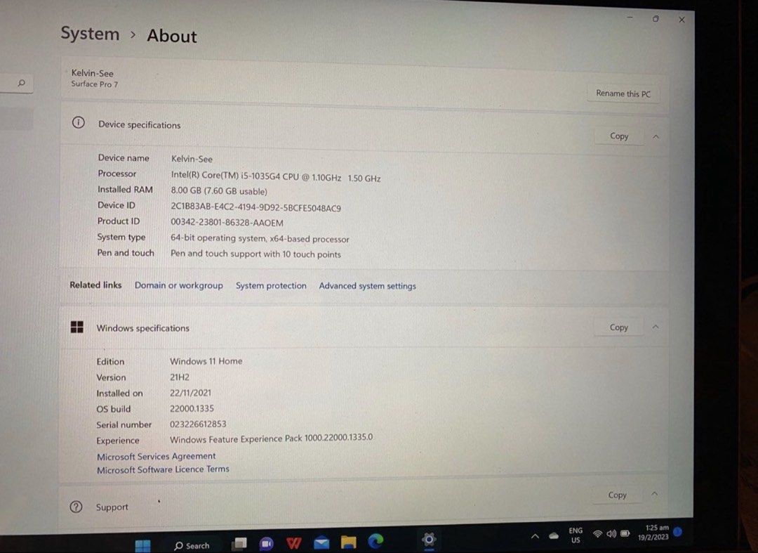 Microsoft Surface Pro 7 i5 8GB RAM 128GB SSD513791714615644162