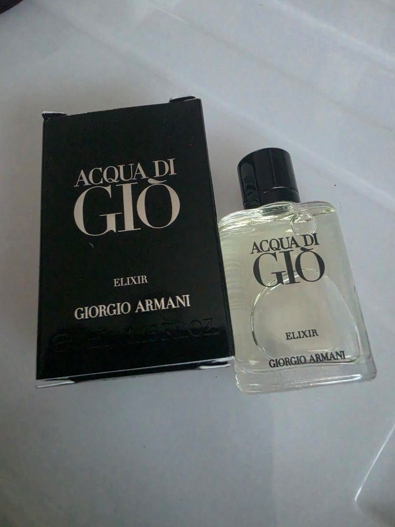Mini 5ml Acqua di Gio Elixir (Category: Fragrance & Deodorants) located in Paranaque City. Submitted by 3starx (Listing ID 1450545058, Image 2). Description: 💜Please read before buying💜 All posted items are authentic from the USA. No RUSH PICKUP. I will provide pick up day and time options. I will not hold PAID items. Payment will be made once pick up has been booked and due for pick up as well Mode of delivery: SAME DAY DELIVERY ONLY FROM PARA