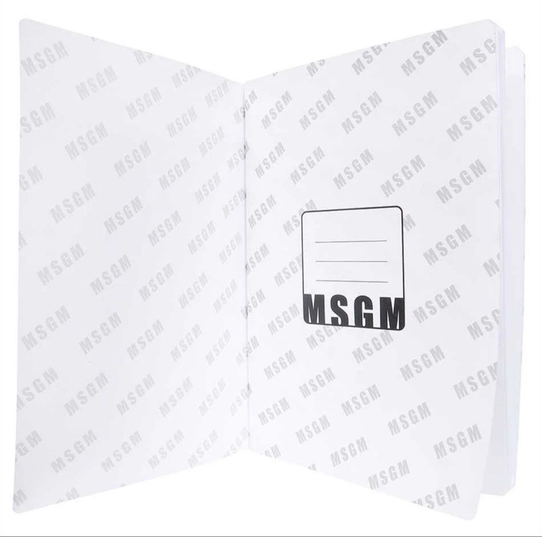 MSGM Logo Detailed Notebook - Only One Size A4 (Category: Accessories) located in Petaling Jaya. Submitted by my_milan_originale (Listing ID 1450587599, Image 3). Description: - Bright neon yellow notebook - Features the MSGM logo on the front cover - Inside pages have a repeating MSGM pattern - Ideal for notes or sketches - Makes a bold desk statement - A4-sized.