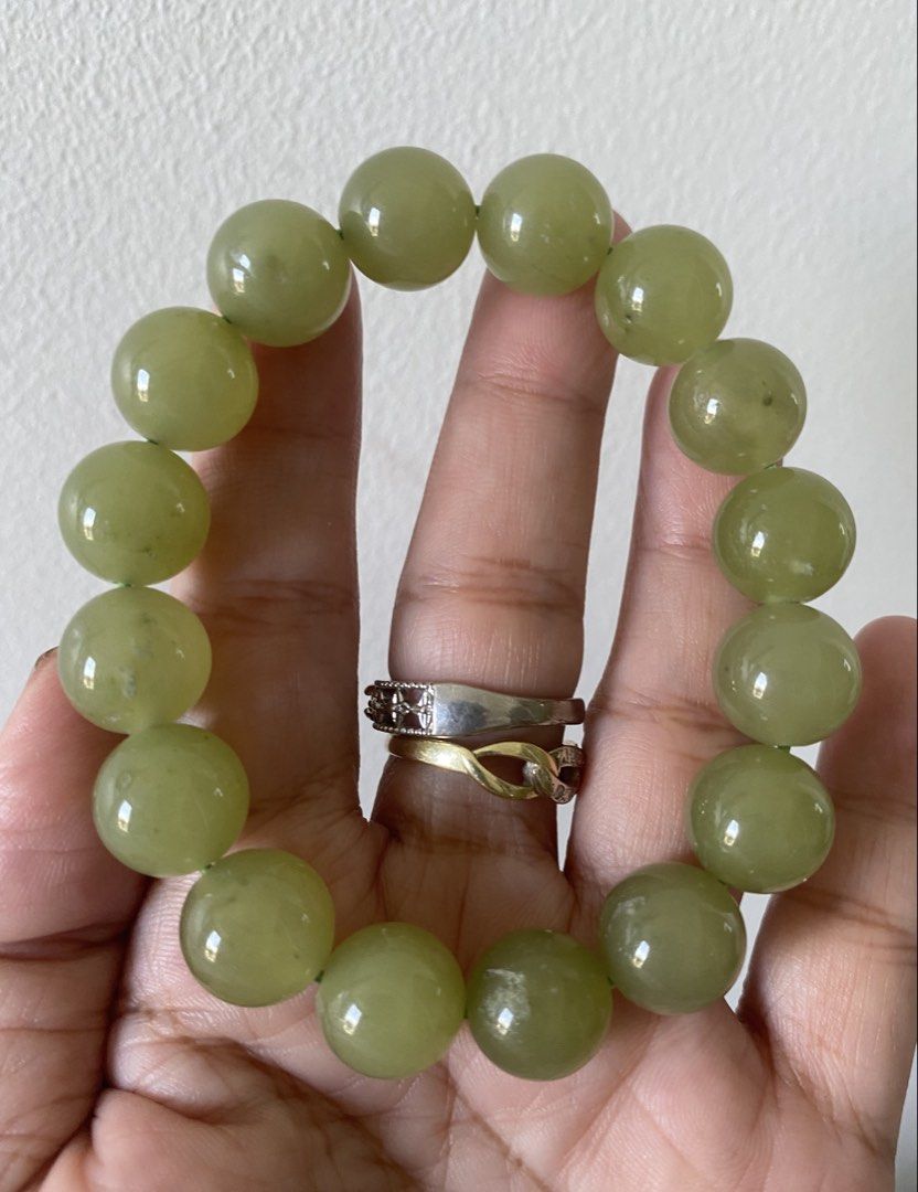 NATURAL HETIAN JADE BRACELET 12.8MM (Category: Bracelets) located in Las Pinas. Submitted by dnbshphb (Listing ID 1450558890, Image 2). Description: Natural Hetian Jade Bracelet 12.8mm For 16-17cm wrist size Brandnew No COD .