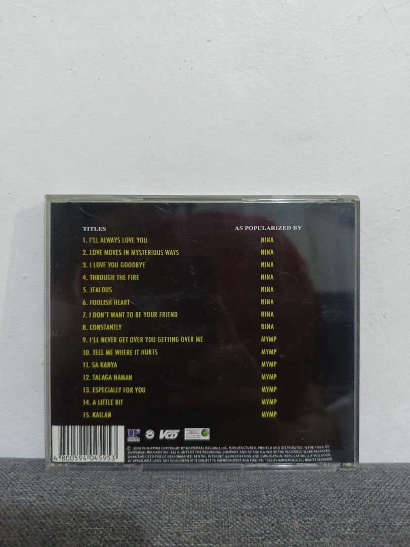 Nina & MYMP VCD Karaoke (Category: CDs & DVDs) located in Cavite. Submitted by bodega_ni_kiks11 (Listing ID 1450680591, Image 2). Description: Perfect for VCD Enthusiast Loc: Imus,Cavite Mode of Delivey: Gogo Xpress & J&T Gcash Payment Available at Bodega ni Kiks 🛒.