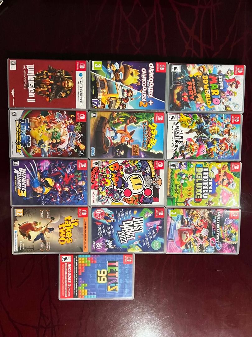 Nintendo Switch Games - Overcooked, Mario, Tetris, Just Dance & More (Category: Nintendo) located in Caloocan City. Submitted by stephenx.7 (Listing ID 1450553952, Image 3). Description: Selling Nintendo Switch Games: Overcooked! + Overcooked! 2 - SOLD Mario Kart 8 Deluxe - SOLD Super Bomberman R - P1,400 Super Mario 3D World + Bowser's Fury - P2,300 Super Mario Bros. U Deluxe - P2200 Tetris 99 - P1500 Super Smash Bros. Ultimate - P2200 Wolfenste