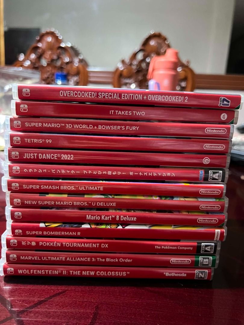Nintendo Switch Games - Overcooked, Mario, Tetris, Just Dance & More (Category: Nintendo) located in Caloocan City. Submitted by stephenx.7 (Listing ID 1450553952, Image 2). Description: Selling Nintendo Switch Games: Overcooked! + Overcooked! 2 - SOLD Mario Kart 8 Deluxe - SOLD Super Bomberman R - P1,400 Super Mario 3D World + Bowser's Fury - P2,300 Super Mario Bros. U Deluxe - P2200 Tetris 99 - P1500 Super Smash Bros. Ultimate - P2200 Wolfenste