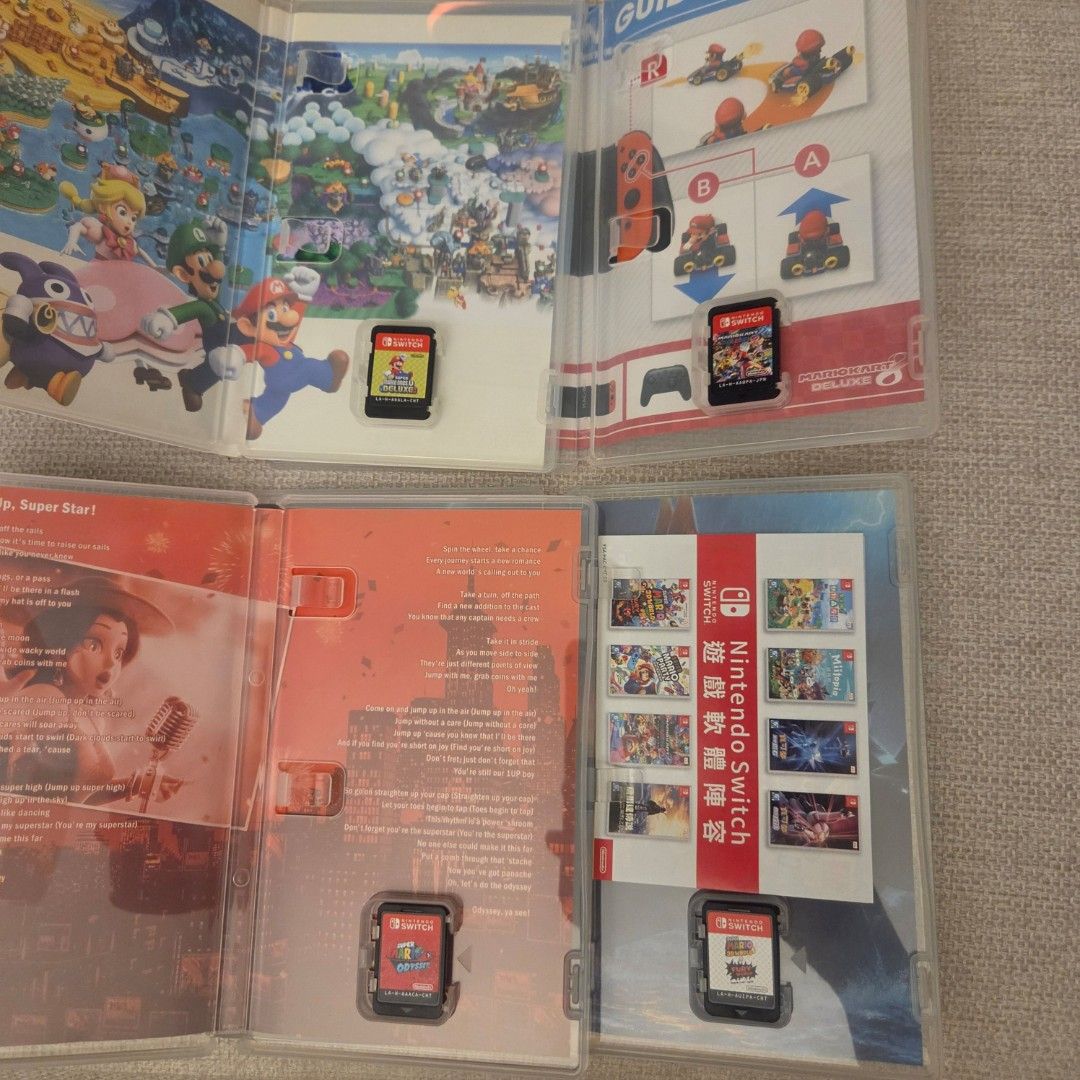 Nintendo switch super Mario games （分類：Nintendo 任天堂）位於 Hong Kong。 由 preloved_armoires 提交（商品編號 1450711613，圖片 2）。簡介： 200 hkd each Super Mario 3D World + Bowser's Fury New Super Mario Bros 🚫 sold Mario Kart 8 Deluxe 🚫 sold ​Super Mario Odyssey 🚫 sold。