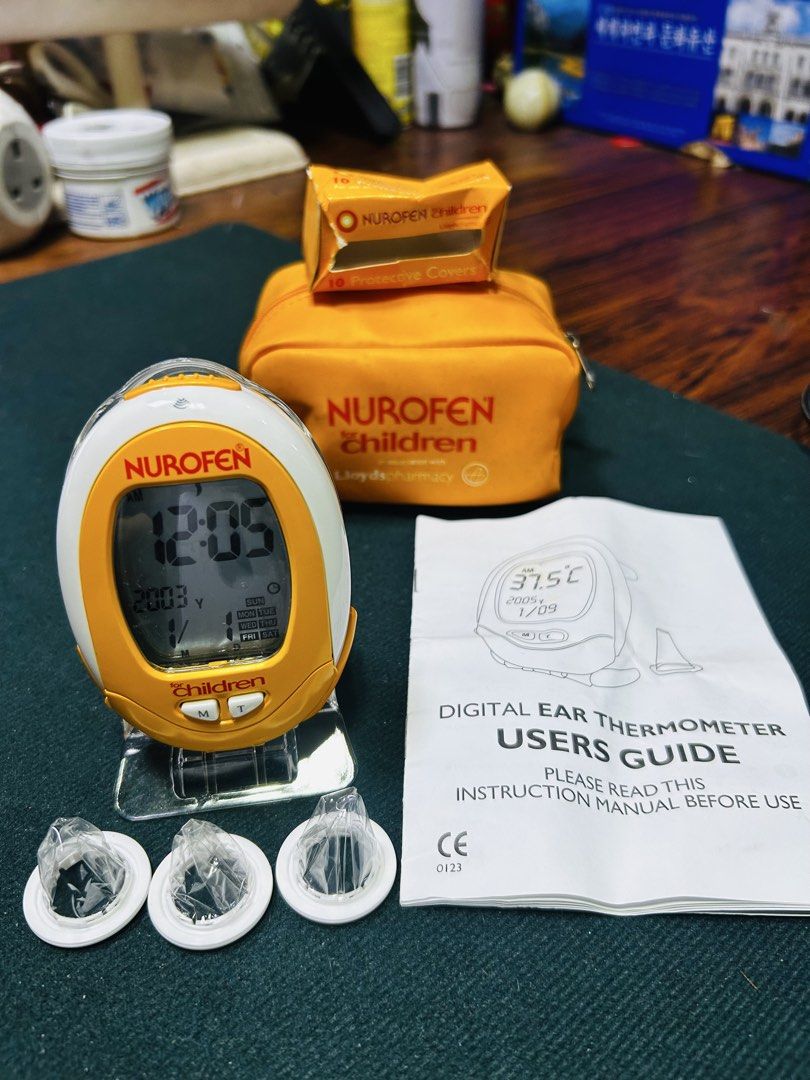 Nurofen Children Digital Ear Thermometer with Protective Covers (Category: Medical Supplies & Tools) located in Manila. Submitted by starbalesukandjapansurplus (Listing ID 1450546558, Image 1). Description: - Nurofen Children's Digital Ear Thermometer - Quick and easy temperature checks - Ideal for little ones - Comes with storage pouch - Includes instruction manual - 3 protective covers included.