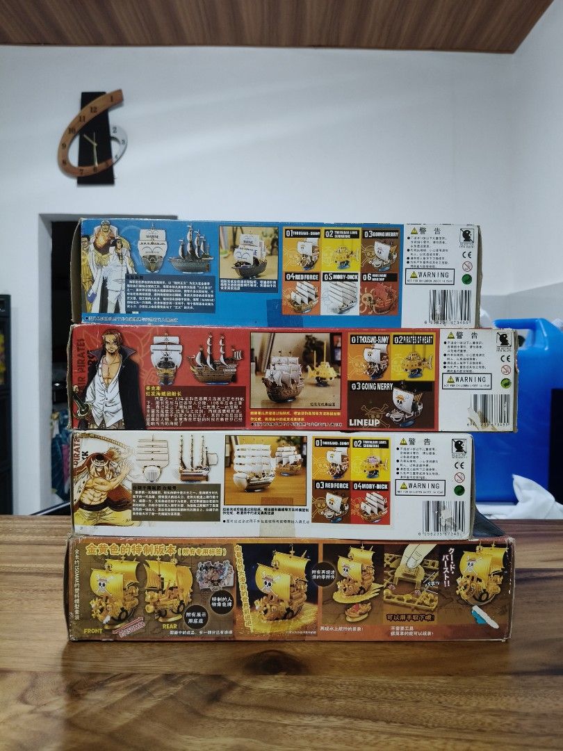 One Piece Ship (Category: Gundam & Model Kits) located in Pasig City. Submitted by agentanne (Listing ID 1450673067, Image 3). Description: - Set of 4 One Piece ship model kits - Includes: Marine Warship, Red Force, Moby Dick, Thousand Sunny - Perfect for One Piece collectors and anime fans - Own your favorite pirate ships! 2k nalang yang 4 .