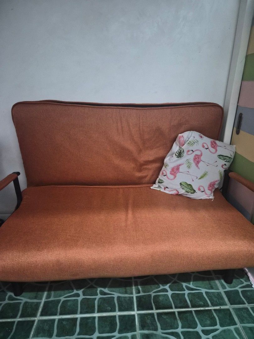 Orange Sofa Bed (Category: Sofas) located in Manila. Submitted by aya_gurl (Listing ID 1450572993, Image 1). Description: no issue 120cm.