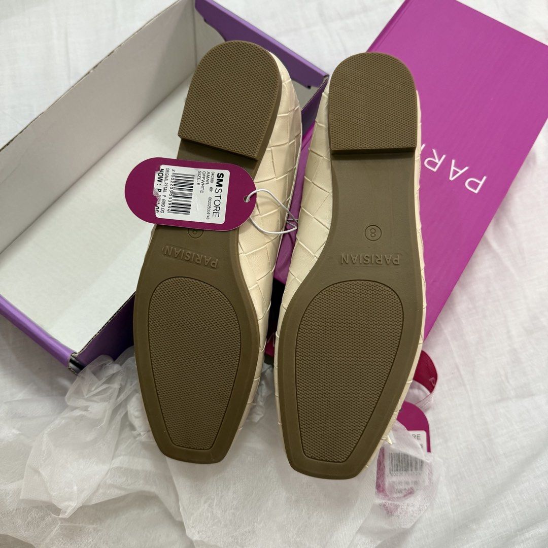 PARISIAN Cream Bow Ballet Flats Size 8 (Category: Flats & Sandals) located in Quezon City. Submitted by _seyer (Listing ID 1450617308, Image 3). Description: NEVER USED - Brand: Parisian - Color: Cream - Style: Ballet Flats - Size: 8 - Features: Woven texture, cute bow detail, square toe - Condition: Brand new with original box and tags - Original Retail Price: P899.00.