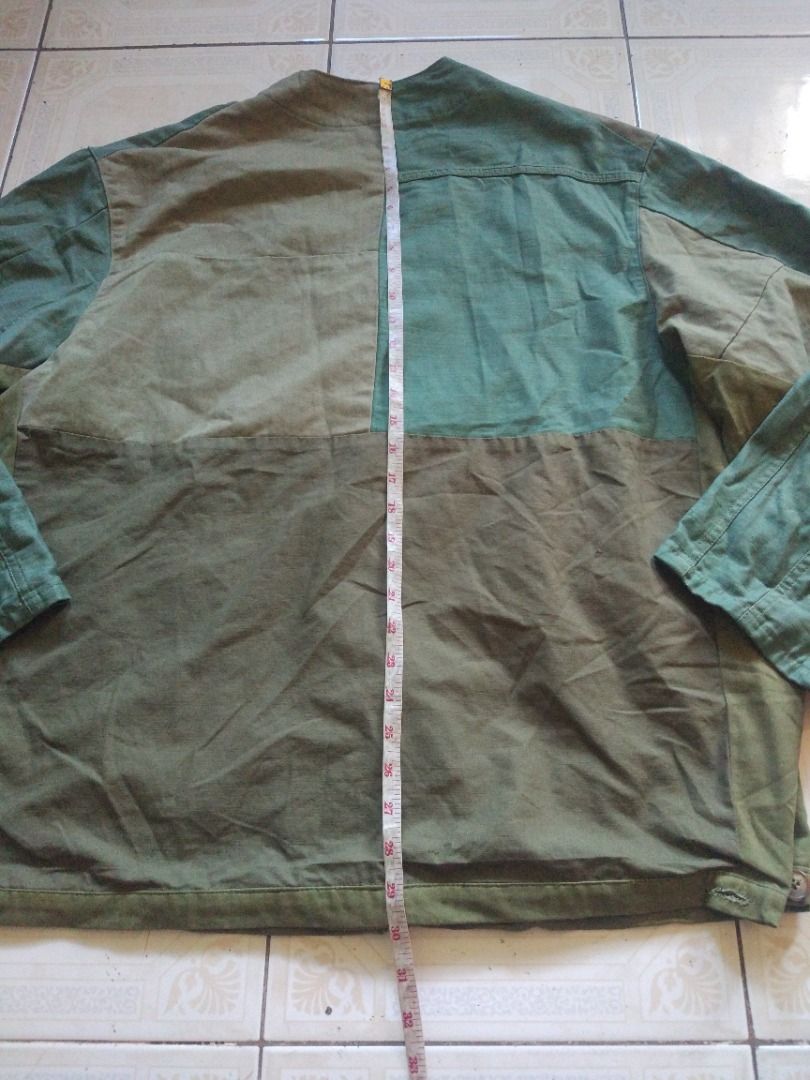 Patchwork OD Collarless Jacket L (Category: Coats, Jackets and Outerwear) located in Pasay City. Submitted by denimdude.ph (Listing ID 1450619346, Image 3). Description: no tags, fits large.