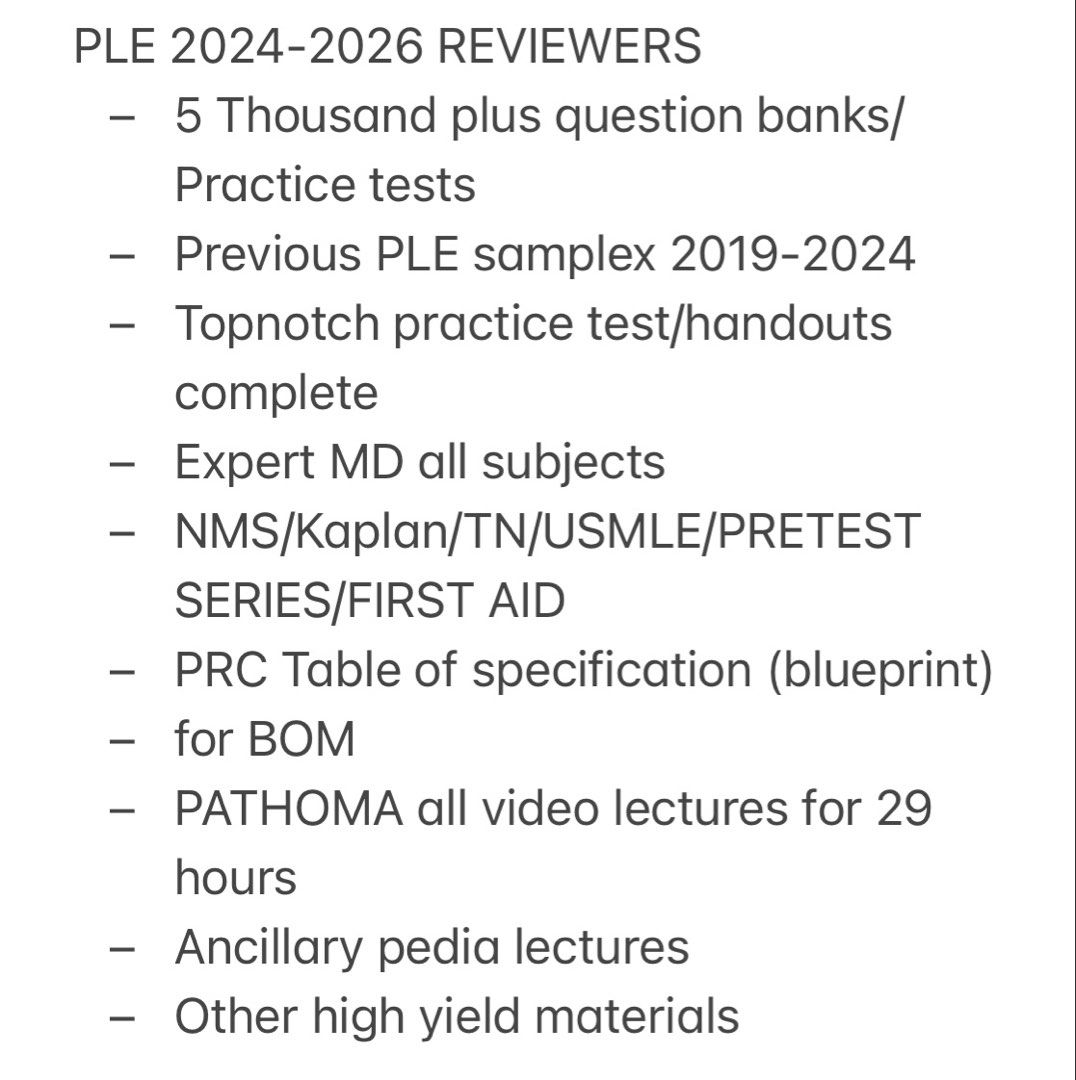PHYSICIAN BOARD REVIEWERS (PLE) NOTES 2024-2026 (Category: Textbooks) located in Cebu City. Submitted by lukas_md (Listing ID 1345389171, Image 1). Description: .