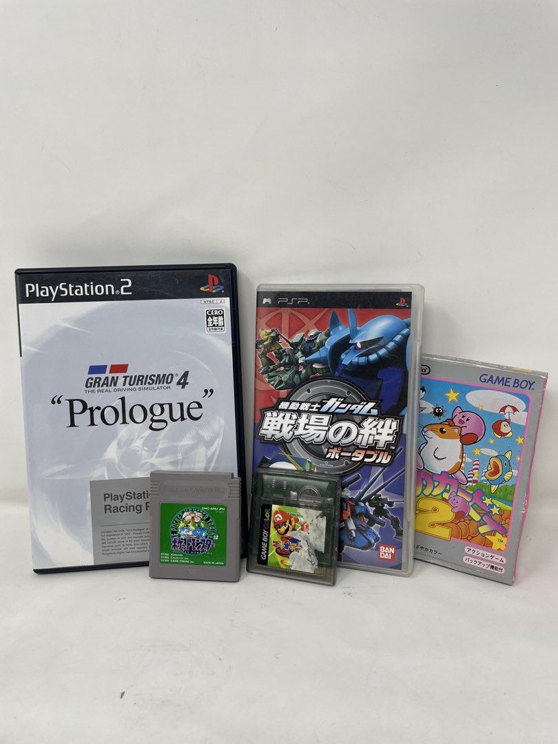 PS2, PSP, Gameboy, Original Game From Japan (Category: PlayStation) located in Tagum. Submitted by tommyfindstagum (Listing ID 1450677402, Image 1). Description: For sale: PS2, PSP, Gameboy, Original Game From Japan PS2 (GranTurismo4) PSP (Gundam) Gameboy(Pokemon,SuperMario) Kirby is only a case no game inside In great condition Selling as pack for 750 pesos only Tagum city location, can ship anywhere through Flash or J&T.
