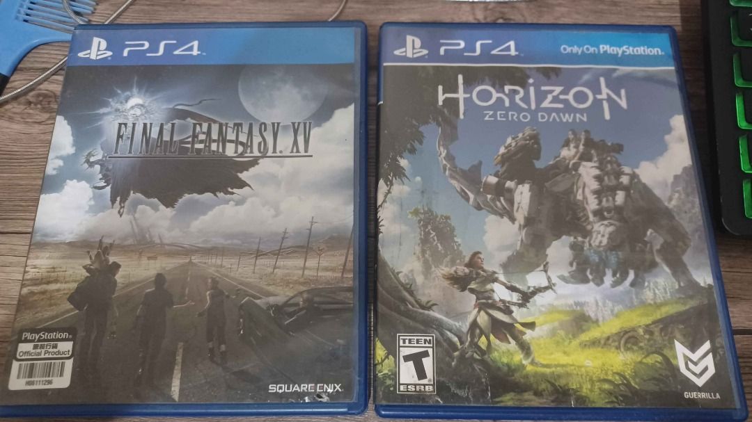 [RUSH BUNDLE] Final Fantasy XV and Horizon Zero Dawn on PS4 (Category: PlayStation) located in Manila. Submitted by kenmorij (Listing ID 1450680000, Image 1). Description: Selling Final Fantasy XV and Horizon Zero Dawn for PS4. Both items in good condition, discs with scuffs but no scratches and downloads properly. Price is negotiable. If break set, game is 500 PHP each. RFS: Done playing. Can do meetups around Cubao area, otherwise shipping thro
