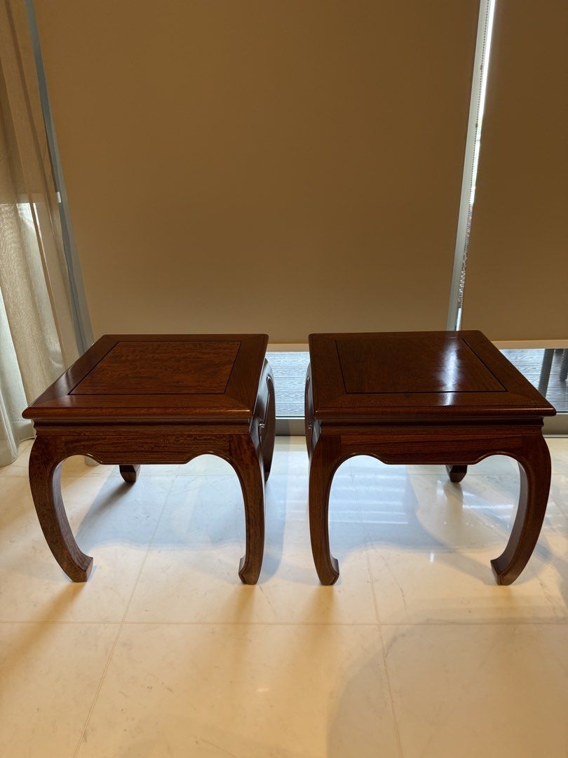 Side Table (Category: Tables & Sets) located in Singapore. Submitted by frau_kaufen (Listing ID 1450623301, Image 3). Description: SMOKE/KIDS/PETS FREE FEFCO Furnishings Rosewood Side Table (A Pair) In Perfect Condition Moving out sale : $400 Measurement : 51cm x 51cm x 52cm Height Leg to legs measurement space is 54cm x 54cm Interested please PM directly. CASH ONLY & arrange your own delivery at 098529 SENTOSA COVE..