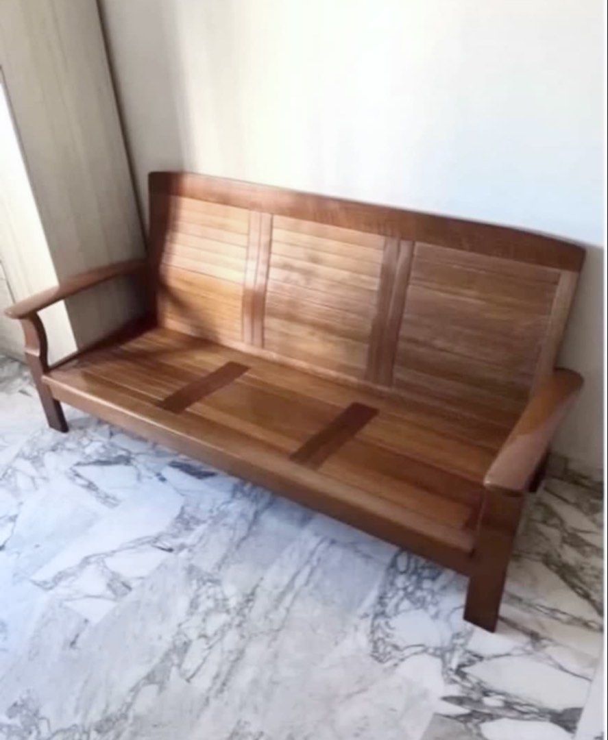 Solid Wood Sofa Set (Category: Sofas) located in Singapore. Submitted by jamieli8 (Listing ID 1450552421, Image 3). Description: Solid wood 3 seater and 1-seater 1) 3 seater measurement: Width (handle to handle) - 186.5cm Height (seat to floor) - 28.5cm Height (back rest to floor) - 86.5cm Seat depth - 56cm 2) 1 seater measurement: Width (handle to handle) - 75cm Height & depth same as 3 seaters .