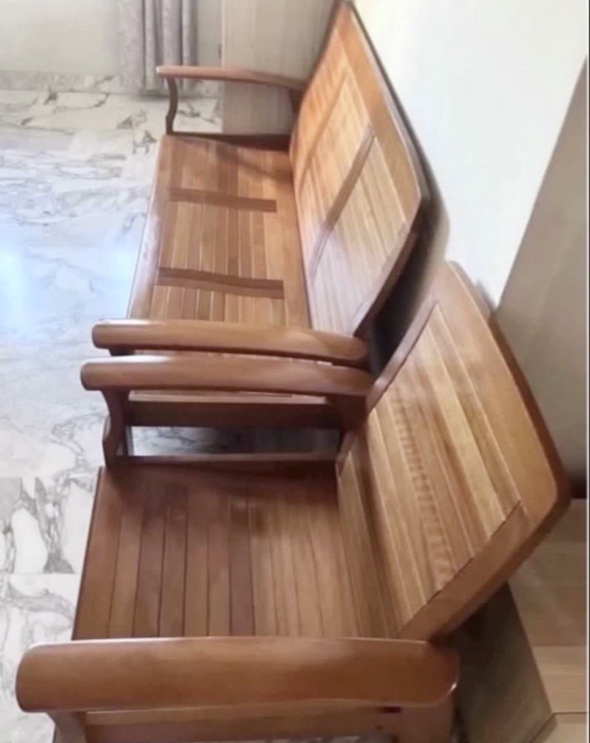 Solid Wood Sofa Set (Category: Sofas) located in Singapore. Submitted by jamieli8 (Listing ID 1450552421, Image 2). Description: Solid wood 3 seater and 1-seater 1) 3 seater measurement: Width (handle to handle) - 186.5cm Height (seat to floor) - 28.5cm Height (back rest to floor) - 86.5cm Seat depth - 56cm 2) 1 seater measurement: Width (handle to handle) - 75cm Height & depth same as 3 seaters .