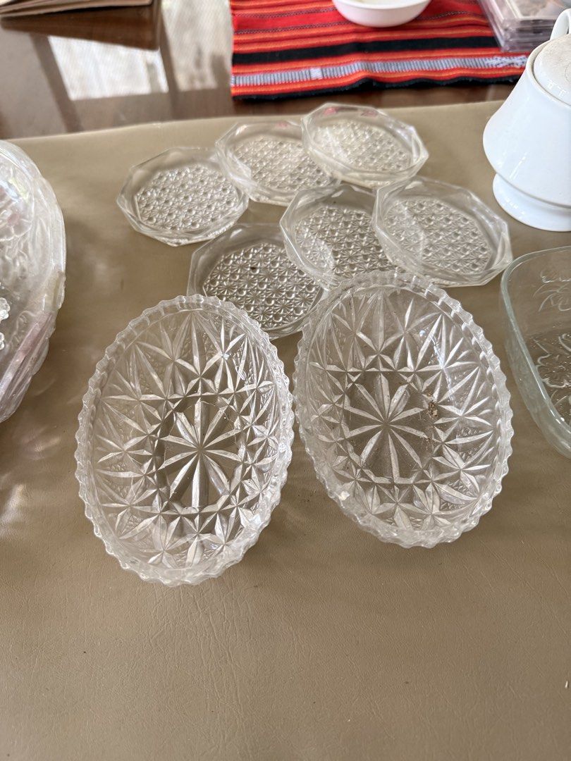 [TAKE ALL] Assorted Kitchen Glasswares (Category: Dinnerware & Cutlery) located in Caloocan City. Submitted by juanpaoloi59703 (Listing ID 1450546722, Image 2). Description: - Price is negotiable. - Current condition: dusty. - Seller will clean these before buyer picks up for delivery. - Shipping fee covered by buyer. - If Lalamove, highly recommend Lalamove Car due to breakable items. - Complete clear glass serving set - Includes teapot, sugar b