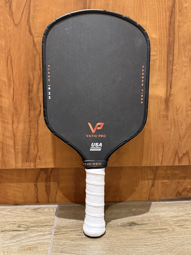 Vatic Pro Flash 16mm (Category: Racket and Ball Sports) located in Pasig City. Submitted by ichbinq (Listing ID 1450705972, Image 1). Description: Vatic Pro Flash pickleball paddle - 16mm thickness - Carbon fiber surface - White Yonex overgrip (new) ₱4,500 Ortigas Center, Pasig City.