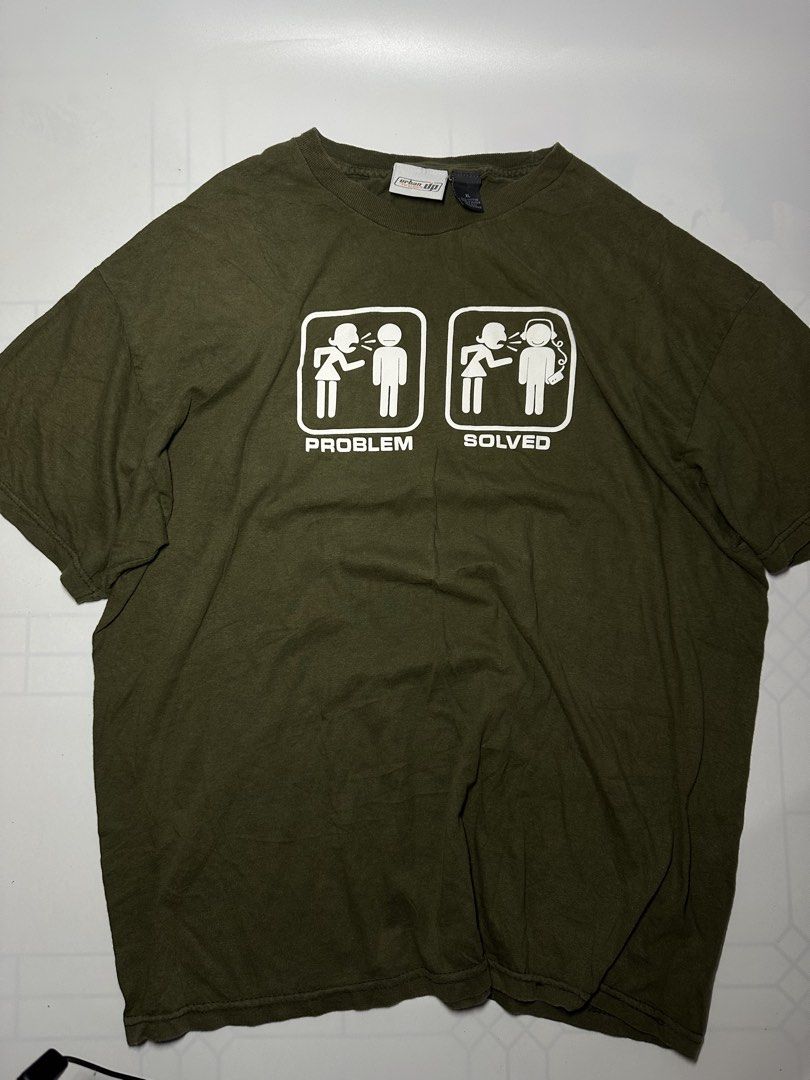 Vintage problem solved (Category: Tshirts & Polo Shirts ) located in Orani. Submitted by ajgav69 (Listing ID 1450578911, Image 1). Description: Problem solved Tee Xl on tag 23width 28 length No issue 750 Bataan location.