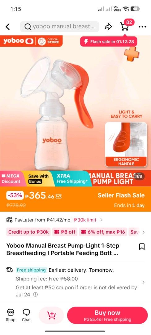 Yoboo Manual Breast Pump Light (Category: Breastfeeding & Bottle Feeding) located in Guagua. Submitted by eacords (Listing ID 1450718968, Image 2). Description: Easy, efficient, and convenient manual breast pump Good as new. RFS: Unli latch / no time for pumping.