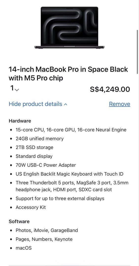 14-inch MacBook Pro in Space Black with M5 Pro chip