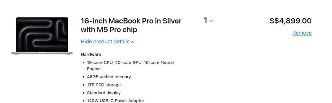 16-inch MacBook Pro Silver M5 Pro Chip