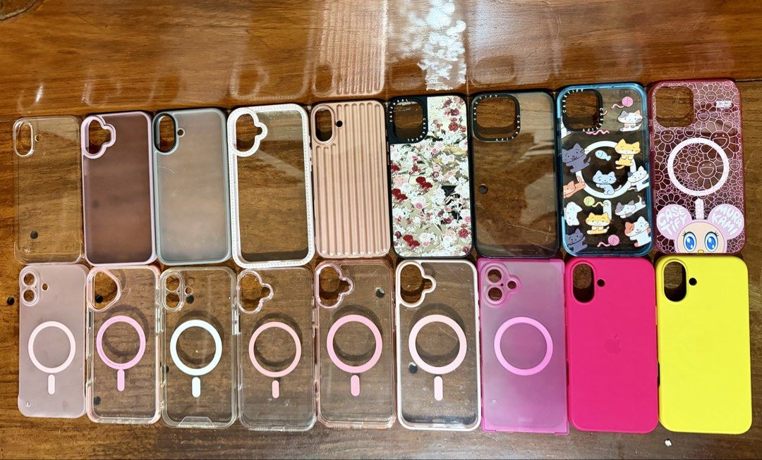 18PCS Iphone 16 Plus Case (Category: Cases & Sleeves) located in Pasay City. Submitted by arigathankyph (Listing ID 1447230860, Image 2). Description: - Bundle of 18 iPhone 16 Plus cases - Variety of styles: clear, patterned ( Kitty, cats), solid colors (pink, yellow) - Some cases feature MagSafe compatibility - Perfect for changing your phone's look Take all only 🤍 sulit sulit kana dito 🤩.