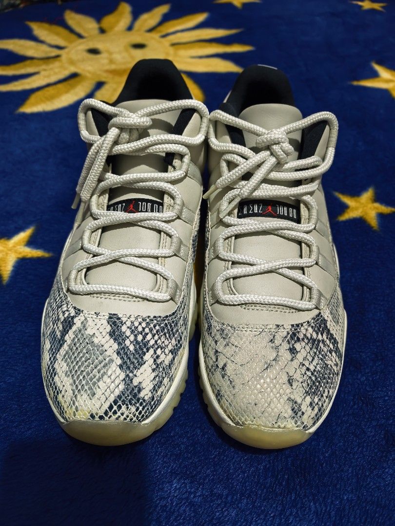 Air Jordan 11 Low Snakeskin "Light Bone" (Category: Sneakers) located in Palayan City. Submitted by luckyriver_f69444 (Listing ID 1447108249, Image 2). Description: - Air Jordan 11 Low - Colorway: Light Bone Snakeskin - Features iconic snakeskin pattern on the mudguard - Classic Jordan 11 silhouette - A must-have for sneaker collectors Never used (only tried) and has no known visible issues except for the yellowing of the sole (just buy shoe whit