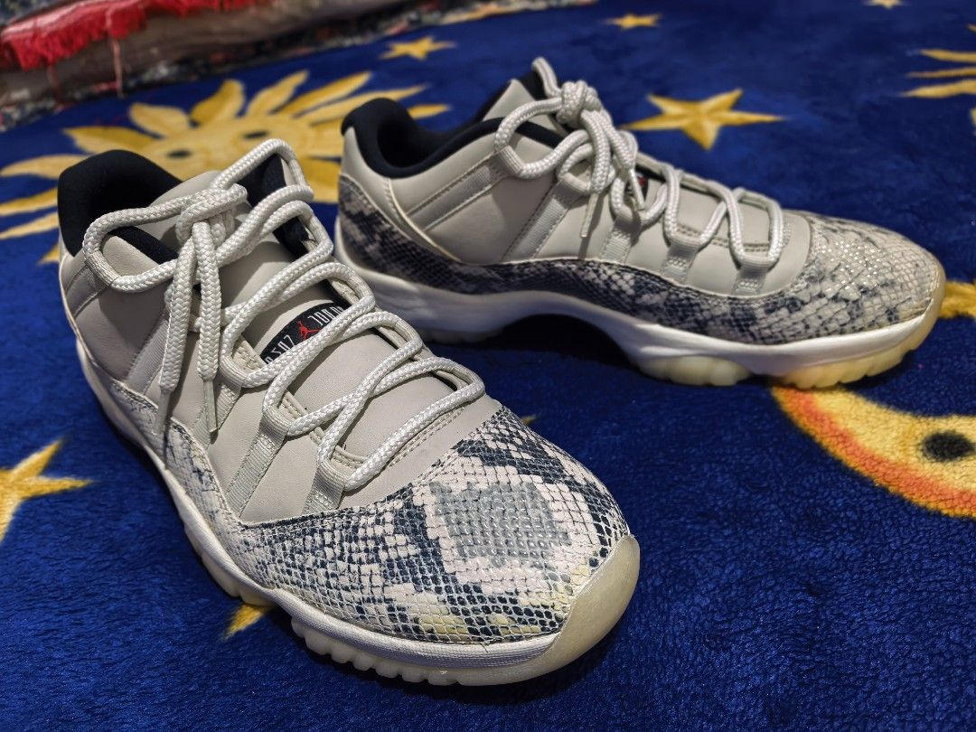 Air Jordan 11 Low Snakeskin "Light Bone" (Category: Sneakers) located in Palayan City. Submitted by luckyriver_f69444 (Listing ID 1447108249, Image 3). Description: - Air Jordan 11 Low - Colorway: Light Bone Snakeskin - Features iconic snakeskin pattern on the mudguard - Classic Jordan 11 silhouette - A must-have for sneaker collectors Never used (only tried) and has no known visible issues except for the yellowing of the sole (just buy shoe whit