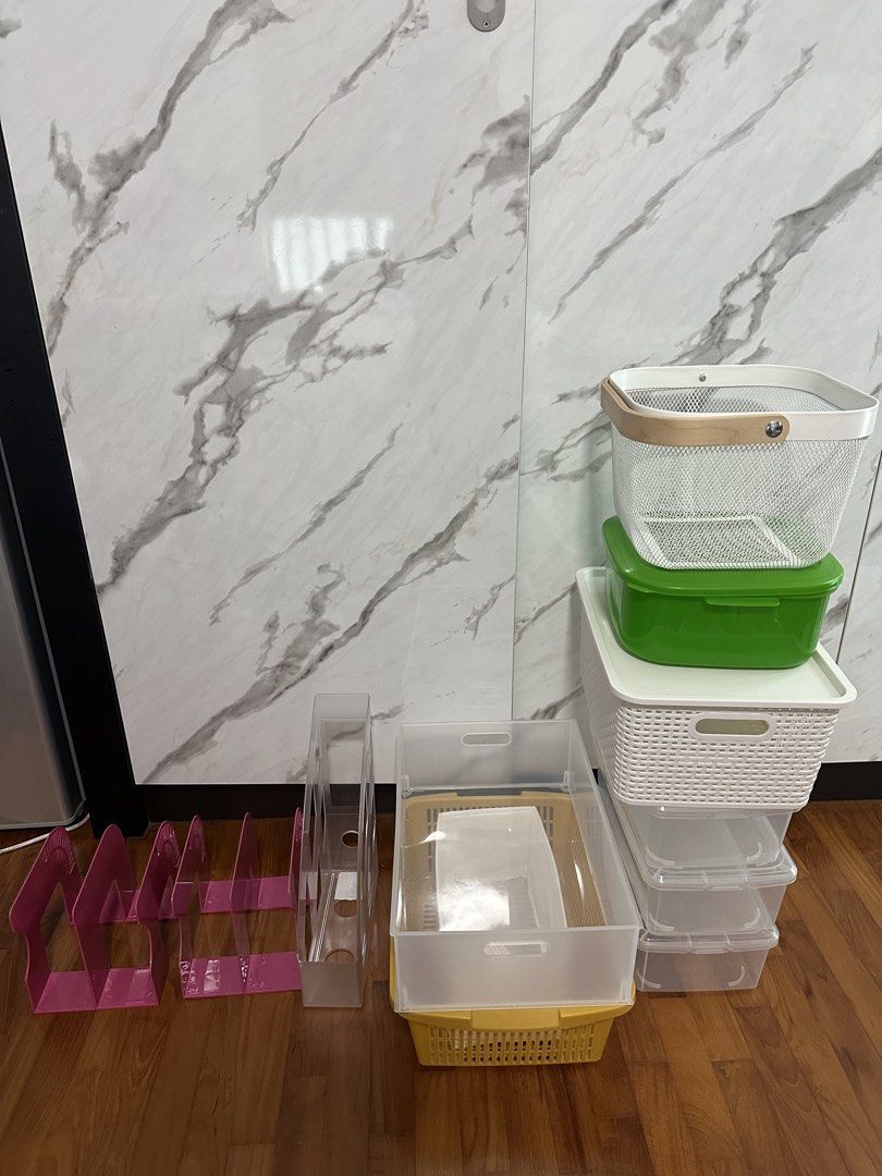 Assorted Storage Bins, Baskets, and Organizers