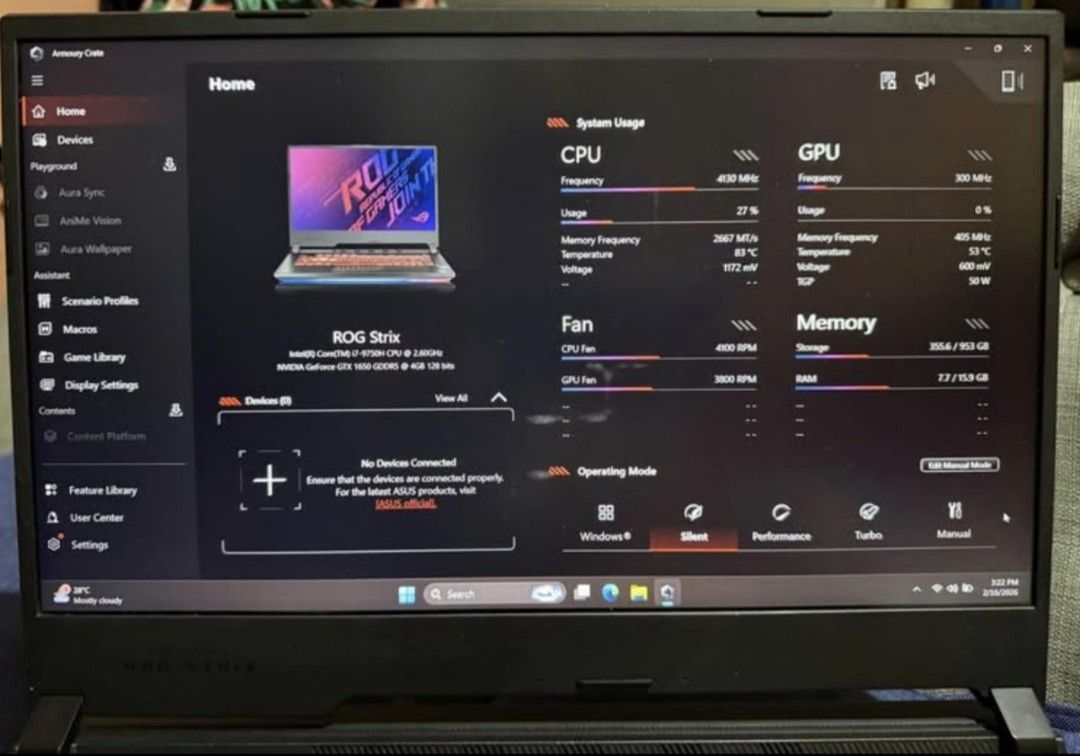 Asus ROG Strix G G531GT-AL001T (Category: Laptops & Notebooks) located in Quezon City. Submitted by blanc0_ (Listing ID 1447126192, Image 3). Description: FOR SALE ASUS ROG Strix G G531GT-AL001T • 15.6” Full HD (1920×1080) 120Hz Display • Intel Core i7-9750H (9th Gen) • NVIDIA GeForce GTX 1650 4GB • 8GB DDR4 RAM • 256GB NVMe SSD + 1TB HDD • RGB Backlit Keyboard (Aura Sync) • Windows 11 PRO • Built-in Wi-Fi & Bluetooth CONDITION / NOTES: • Touchpa