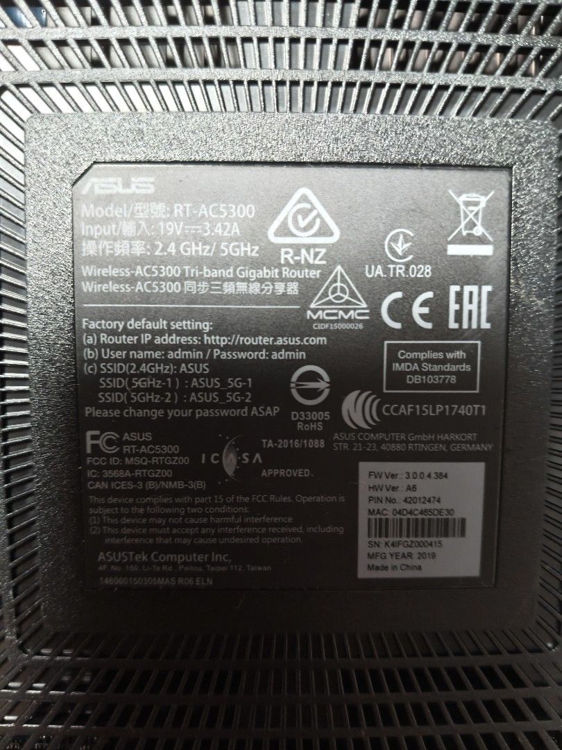 ASUS RT-AC5300 Tri-Band Gigabit WiFi Router