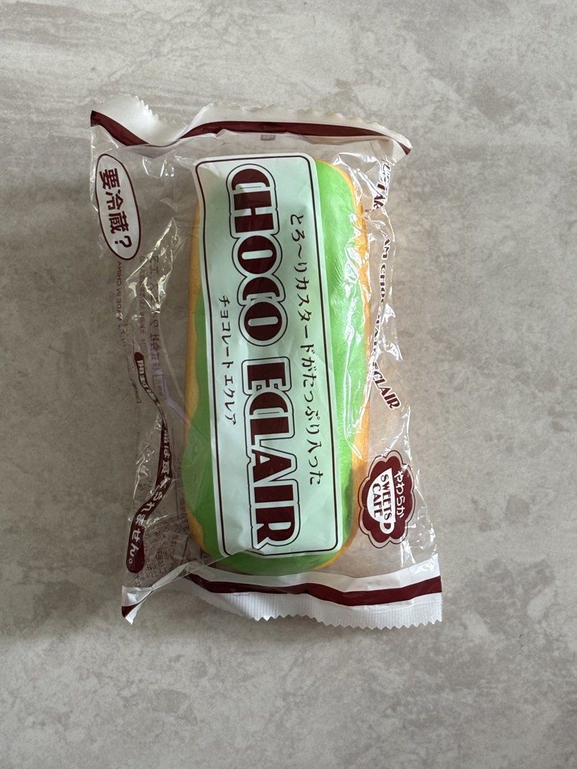Authentic Choco Eclair Squishy (Category: Plushies & Soft Toys) located in Singapore. Submitted by lazyshiro999 (Listing ID 1447214531, Image 2). Description: Brand New in Original Packaging. Please note : May have some minor cracks due to age, but it’s completely unplayed. Available: Red/Green: $6 each Pink: $8 each Check out my full set listing here: https://carousell.app.link/m1PznblGr4b Self-collection available at Blk 319, Hougang Ave 5 or p