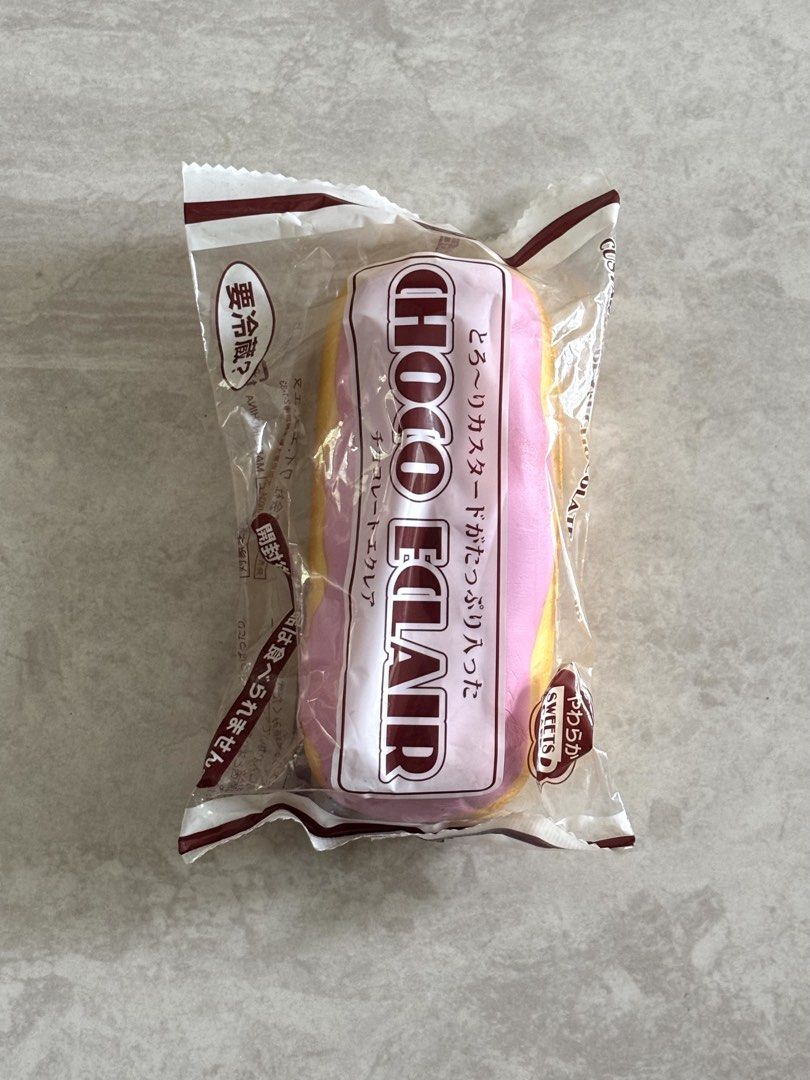 Authentic Choco Eclair Squishy (Category: Plushies & Soft Toys) located in Singapore. Submitted by lazyshiro999 (Listing ID 1447214531, Image 3). Description: Brand New in Original Packaging. Please note : May have some minor cracks due to age, but it’s completely unplayed. Available: Red/Green: $6 each Pink: $8 each Check out my full set listing here: https://carousell.app.link/m1PznblGr4b Self-collection available at Blk 319, Hougang Ave 5 or p
