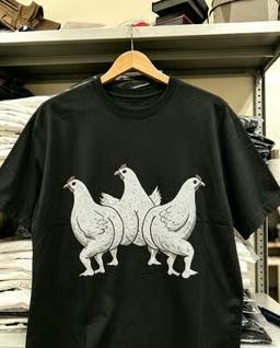 Black T-shirt with 3 White Chickens Graphic Print (Category: Tshirts & Polo Shirts) located in Gelang Patah. Submitted by meiling_penang (Listing ID 1447107306, Image 3). Description: - Cool black t-shirt - Features a funny graphic of three white chickens - Unique and eye-catching design - Short sleeves and crew neck - Comfortable, relaxed fit - Perfect for casual wear - Ideal for those who love quirky animal prints.