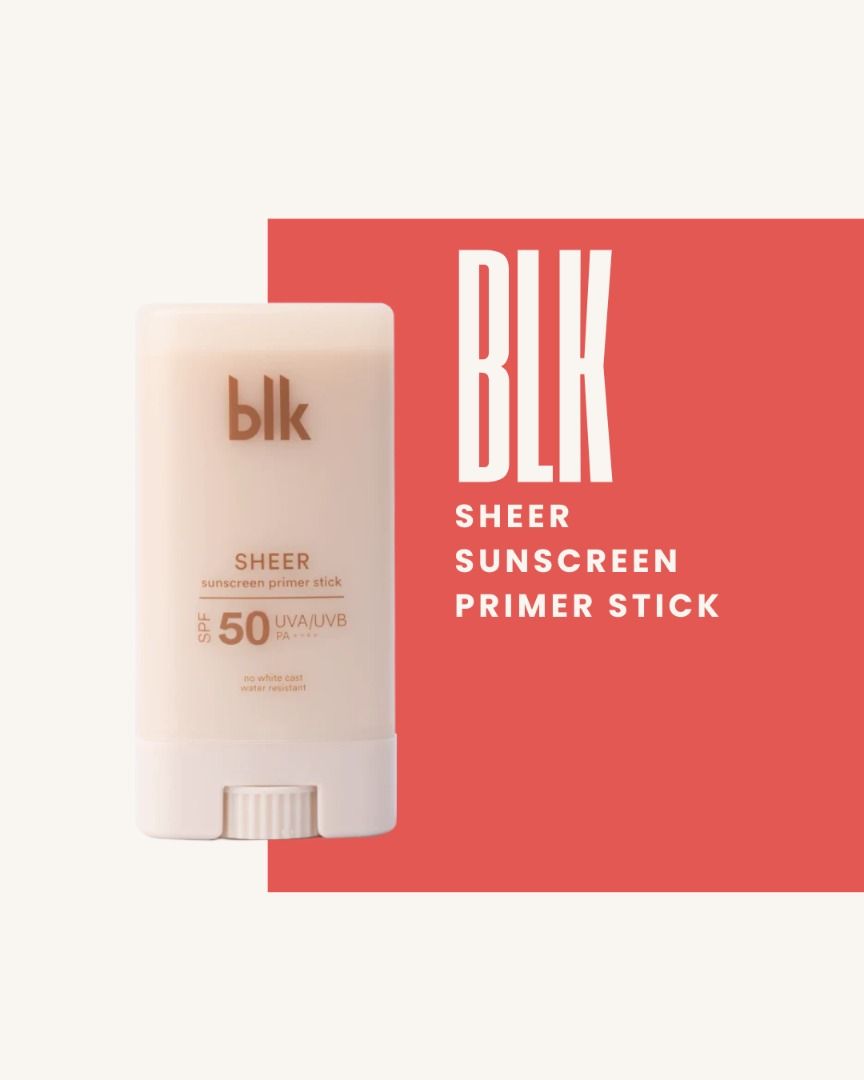 BLK Sheer Sunscreen Primer Stick SPF 50 UVA/UVB PA++++ (Category: Face Care) located in Quezon City. Submitted by lux4cheapmnl216 (Listing ID 1447274475, Image 1). Description: - BLK Sheer Sunscreen Primer Stick - SPF 50 UVA/UVB PA++++ - No white cast - Water resistant - Ideal for everyday sun protection - Primes skin for makeup - Convenient on-the-go application.