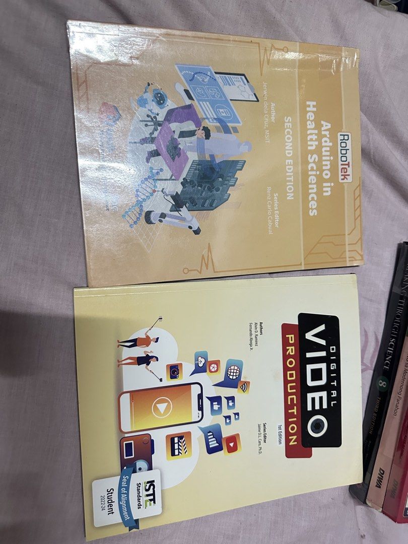 BUNDLE OF 5: Grade 8 MATATAG Textbooks (Category: Textbooks) located in Manila. Submitted by rachel.lee5521 (Listing ID 1447212030, Image 2). Description: - Bundle of 5 textbooks perfect for students. - WALANG SULAT!! - Includes: - Arduino in Health Sciences (Second Edition) - Digital Video Production - Araling Panlipunan para sa Mapanuring Mamamayan: Asya at Daigdig (Grade 8) - Filipino sa Modernong Panahon (Grade 8) - Breaking Through Science (