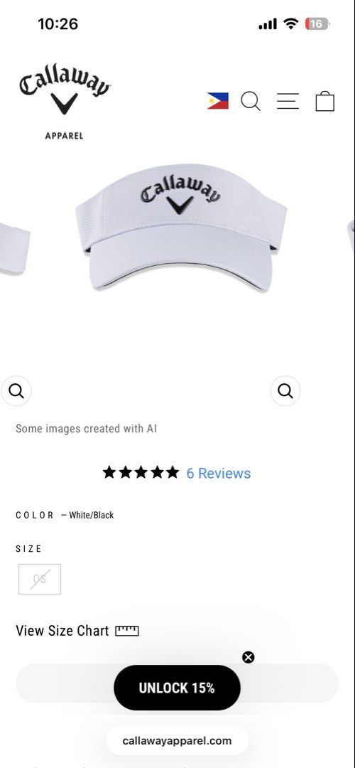 Callaway Apparel White Golf Visor (Category: Caps & Hats) located in Tabuelan. Submitted by franzloyd181453 (Listing ID 1447151119, Image 1). Description: - White Callaway visor - Perfect for sunny golf days - Adjustable strap for a comfortable fit - Made from 100% polyester - Easy to clean and durable.
