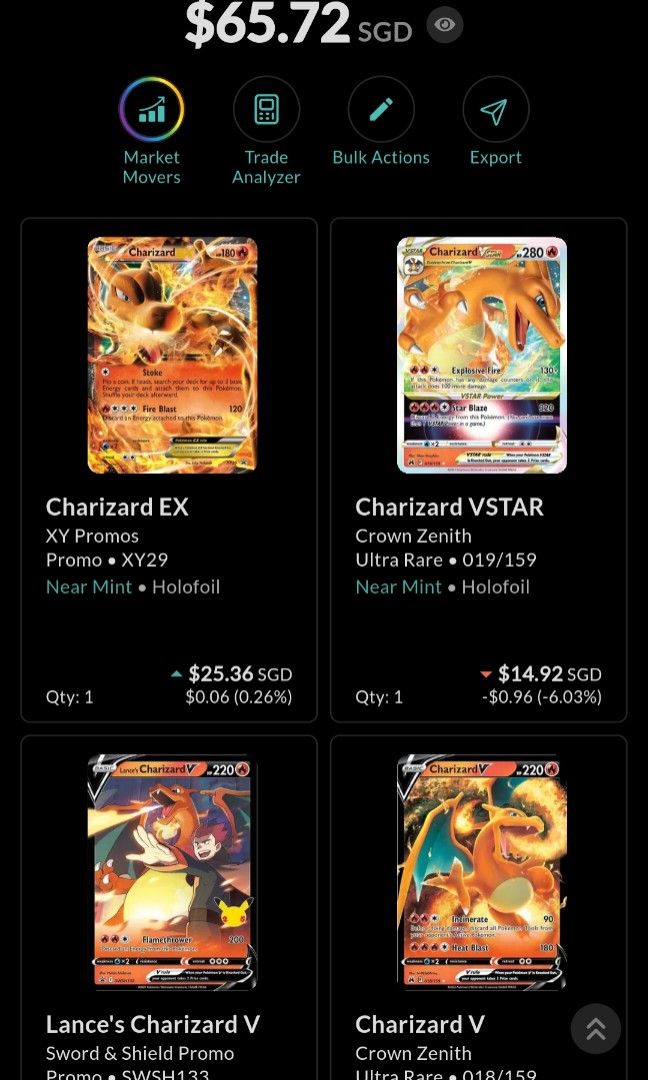 Charizard bundle (Category: Raw Cards) located in Singapore. Submitted by rexxe1 (Listing ID 1447134436, Image 1). Description: Only Charizard ex is MP with a lot of whites on the back. Others are nm-m condition. Feel free to nego.
