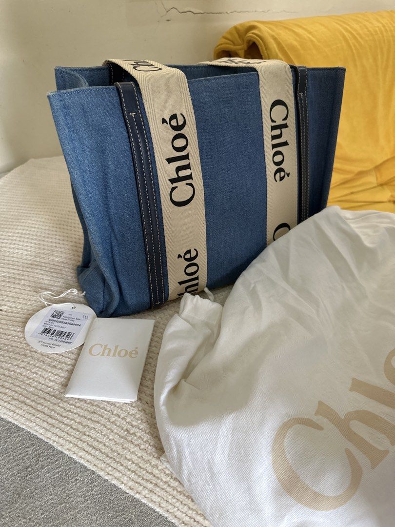 Chloe Woody Tote Bag Denim (Category: Luxury Bags & Wallets) located in Davao. Submitted by marscprd (Listing ID 1447269749, Image 1). Description: - Authentic Chloe tote bag - Made from durable denim - Comes with original dust bag and tags - Ideal for everyday style and practicality - Bought this in Europe.
