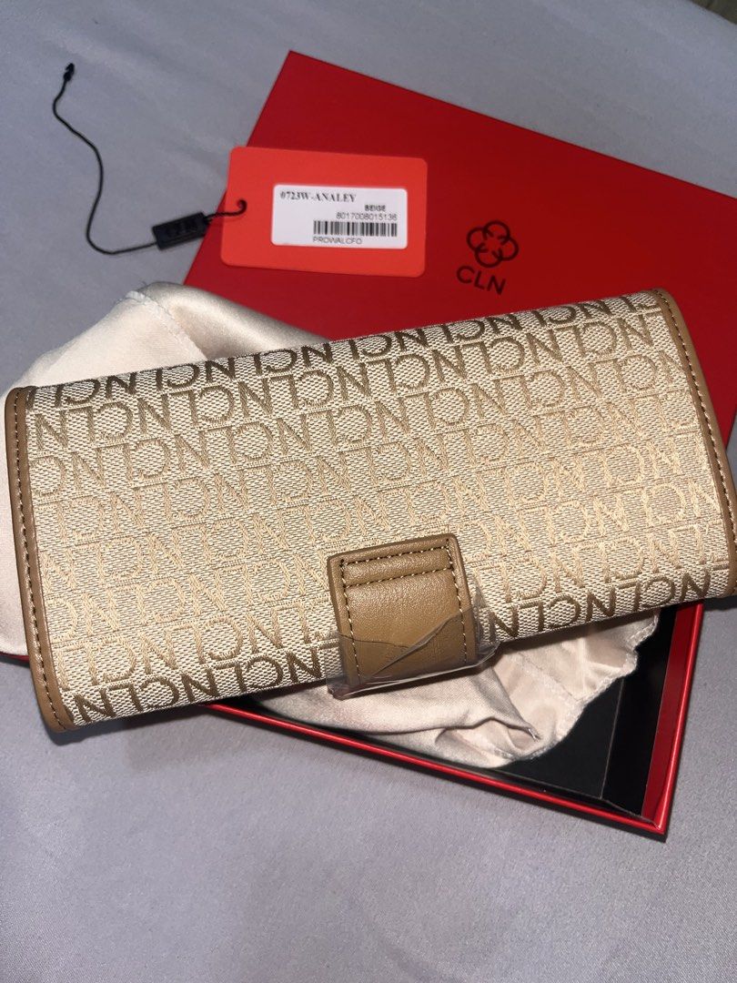 CLN Analey Women's Monogram Wallet (Category: Wallets & Card holders) located in Manila. Submitted by lvefsh (Listing ID 1447260758, Image 2). Description: - BRAND NEW CLN monogram wallet - Color: Tan and Beige - Closure: Snap - Includes: Original box and dust bag.