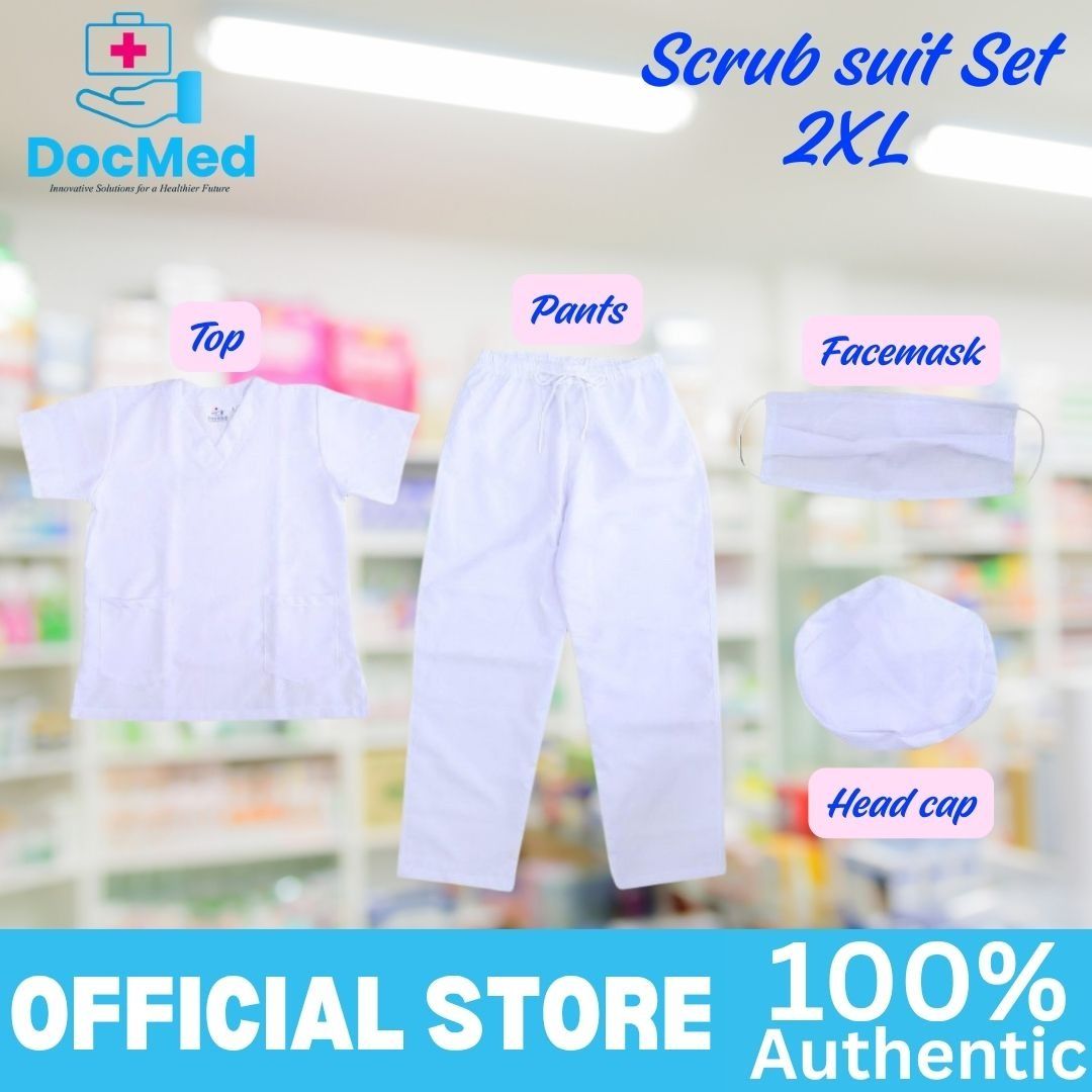 DOCMED SCRUB SUIT (WHITE) 2XL (Category: Medical Supplies & Tools) located in Quezon City. Submitted by staffmarke01383 (Listing ID 1447165994, Image 1). Description: .