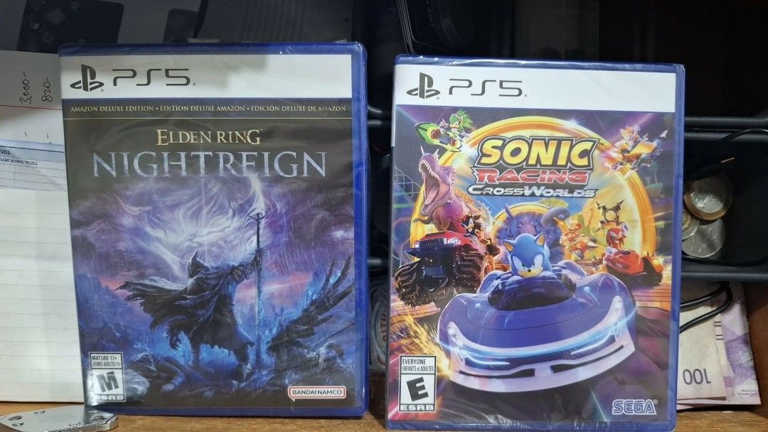 Elden ring & sonic ps5 (Category: PlayStation) located in Manila. Submitted by andrew.ascenda (Listing ID 1447250595, Image 1). Description: Selling post: Bnew sealed PS5 Games Elden Ring Amazon Deluxe Edition - 2,400 nego Sonic Racing Crossworlds - 2,300 nego get both 4,000 Payment via gcash/bank Delivery via lalamove/grab/lbc/ggx Thank you!.