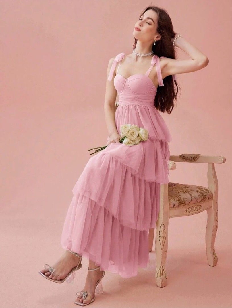 Enchnt Layered Pink Dress (Category: Dresses) located in Quezon City. Submitted by lovesijey (Listing ID 1447214602, Image 2). Description: Enchnt Layered Pink Dress Brandnew (No Issue) Small on tag Details : Padded, self tie sleveless Srp: 1,300+ Selling 799 negotiable (pass sa barat) location: QC Dm or submit offer.